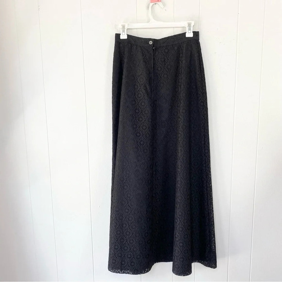 Vintage Black Lace Alice Of California Set Sz S Maxi Skirt & Top Crop Sleeveless - Picture 3 of 15
